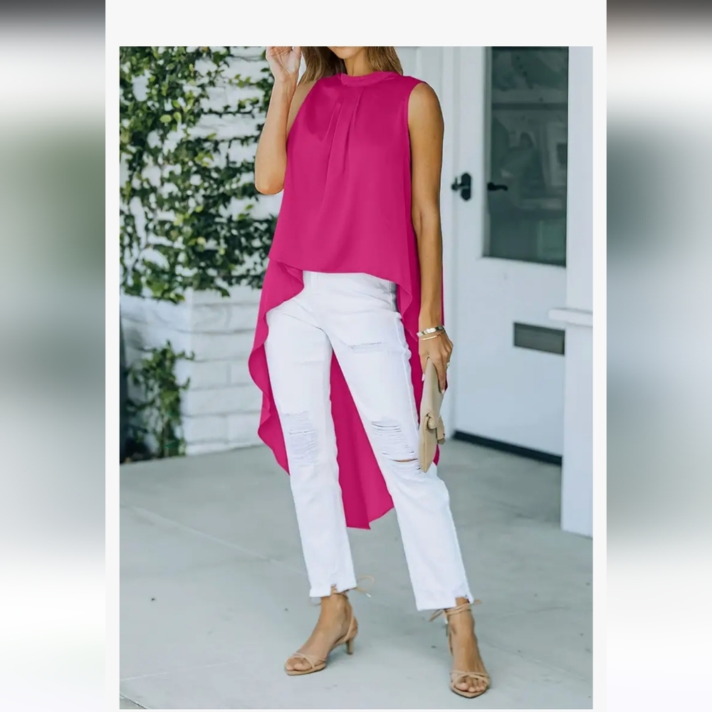 Nwt Size M Blush Pink High-Low Top Blouse